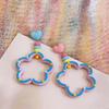 Silver Needle Heart Flower Resin Stud Earrings - Cute & Fashionable Jewelry