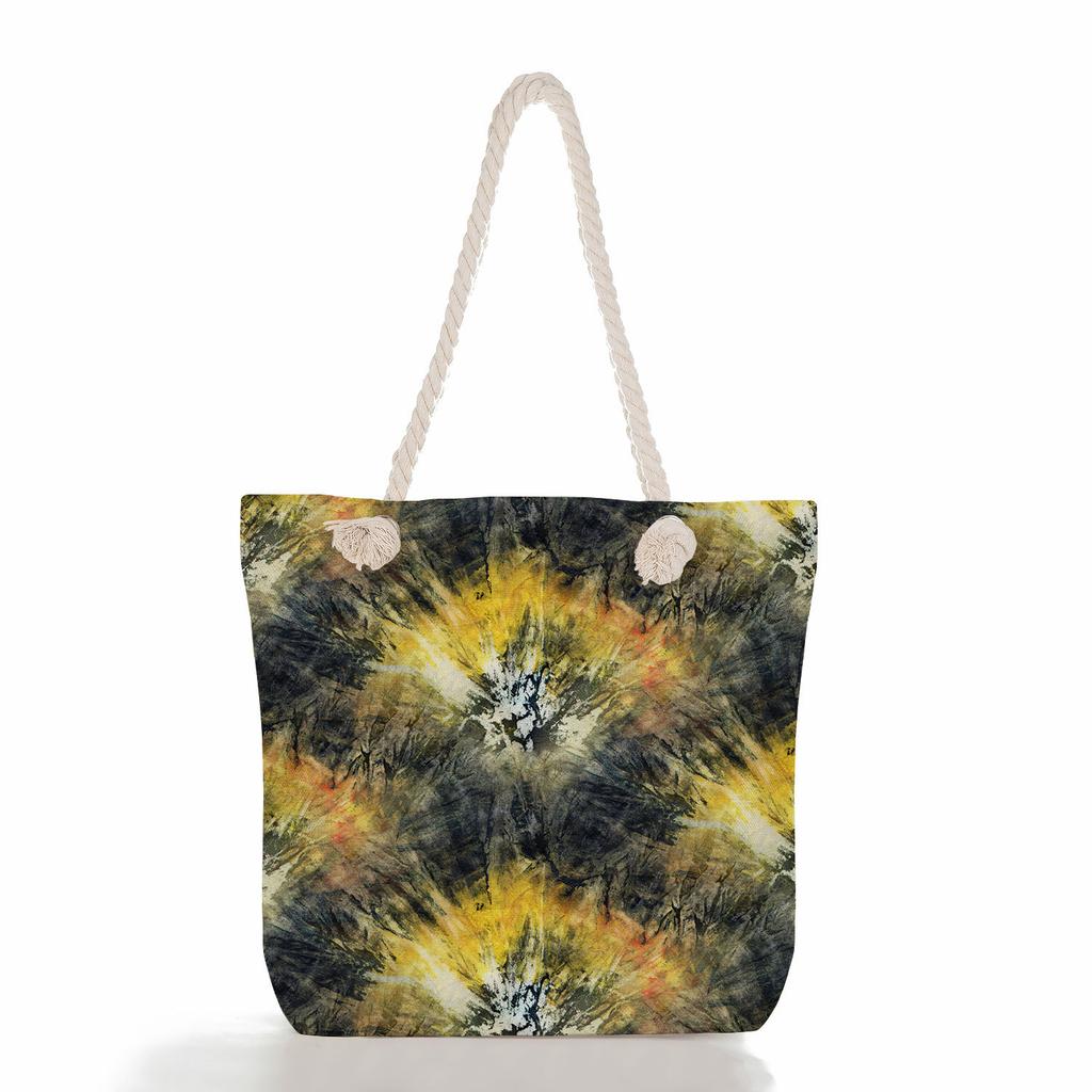 Colorful Print Thick Rope Single-shoulder Beach Bag 7208