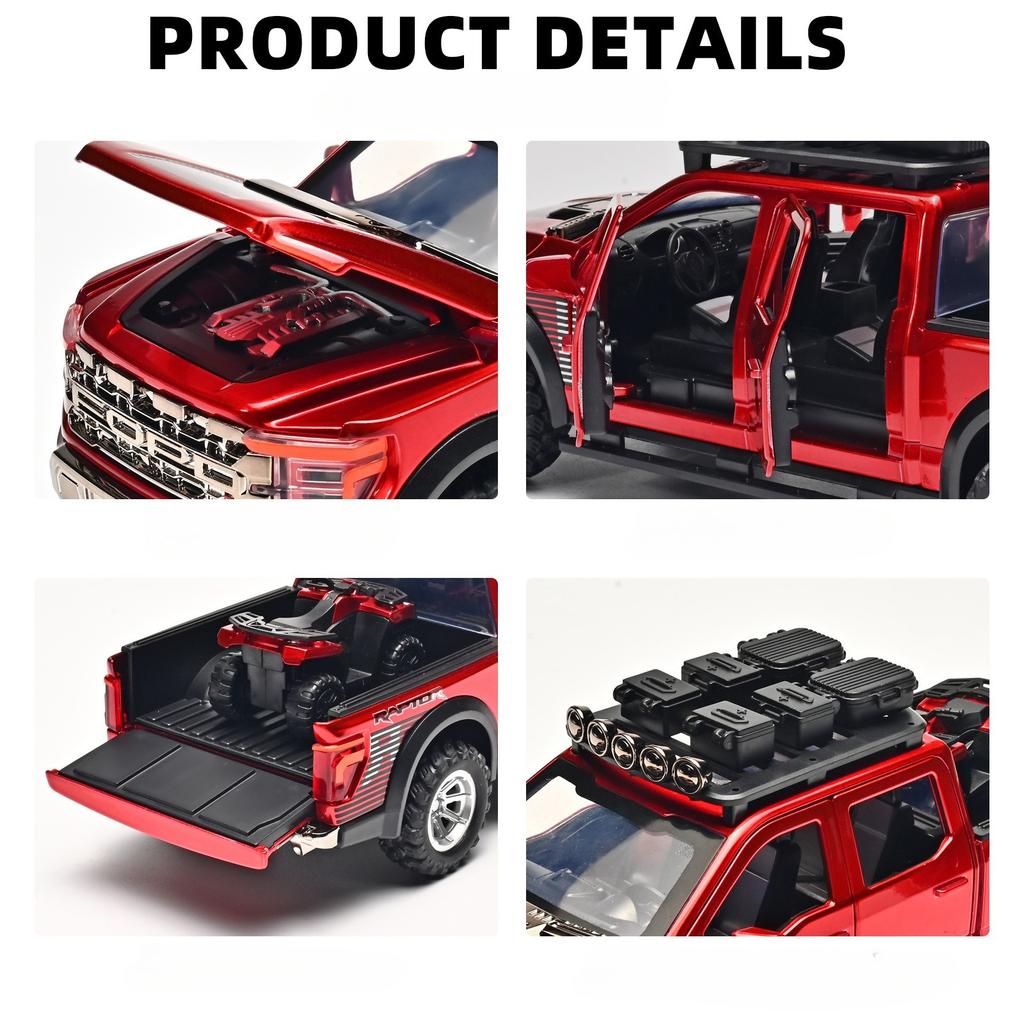New 1:24 Ford F150 Pickup Truck Simulation Alloy Car Model - Suitable for Children's Toys and Collections