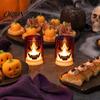 LED Pumpkin Lamp Halloween Ghost Face Candle Light, Battery Powered Lamp, Decorative Light Detachable Handle for Home Party Decor Portable Iron