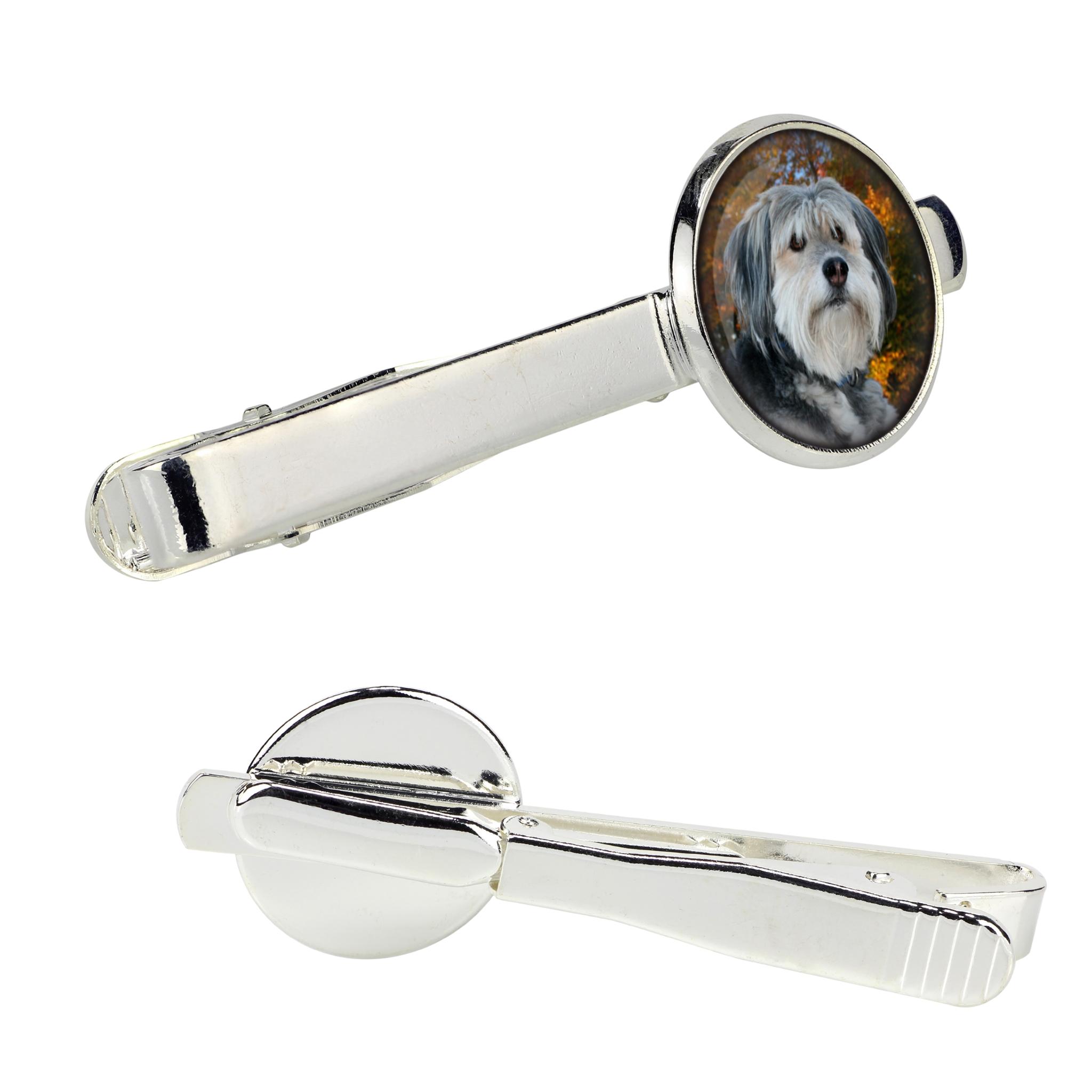 

Polish Lowland Sheepdog, PON, Valee Sheepdog - tie clip in a box, stylish tie, personalized jewelry from the Art-Dog brand срібний