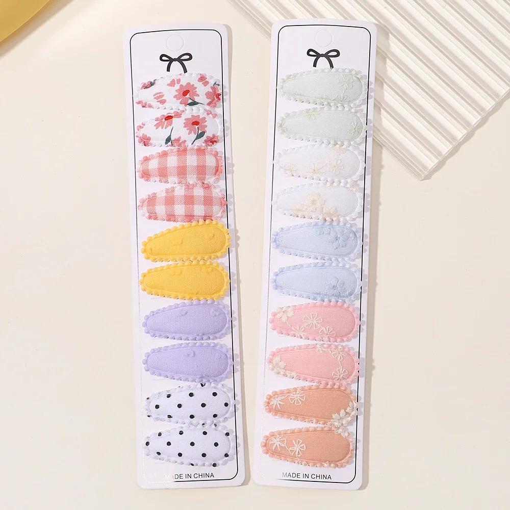 10/20Pcs Cotton Print Hair Clip Hairpin for Girl Fabric Plaid Mini BB Hairgripes Headwear Baby Hair Accessories New Year Gift
