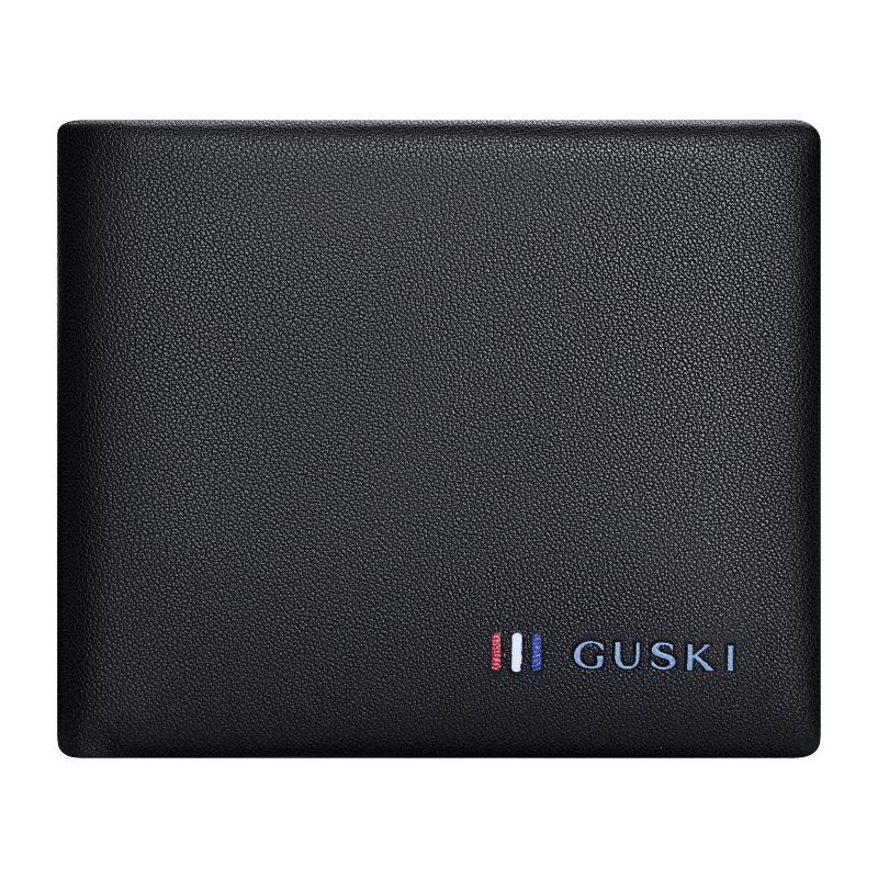 

Мужской короткий кошелек GUSKI из натуральной кожи 8 Card Slots, 2 Bill Pockets, ID Window