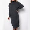 GMXIA Women's High Neck Knit Dress Autumn and Winter New Loose Inside-out Solid Color Thin Sweater Dress