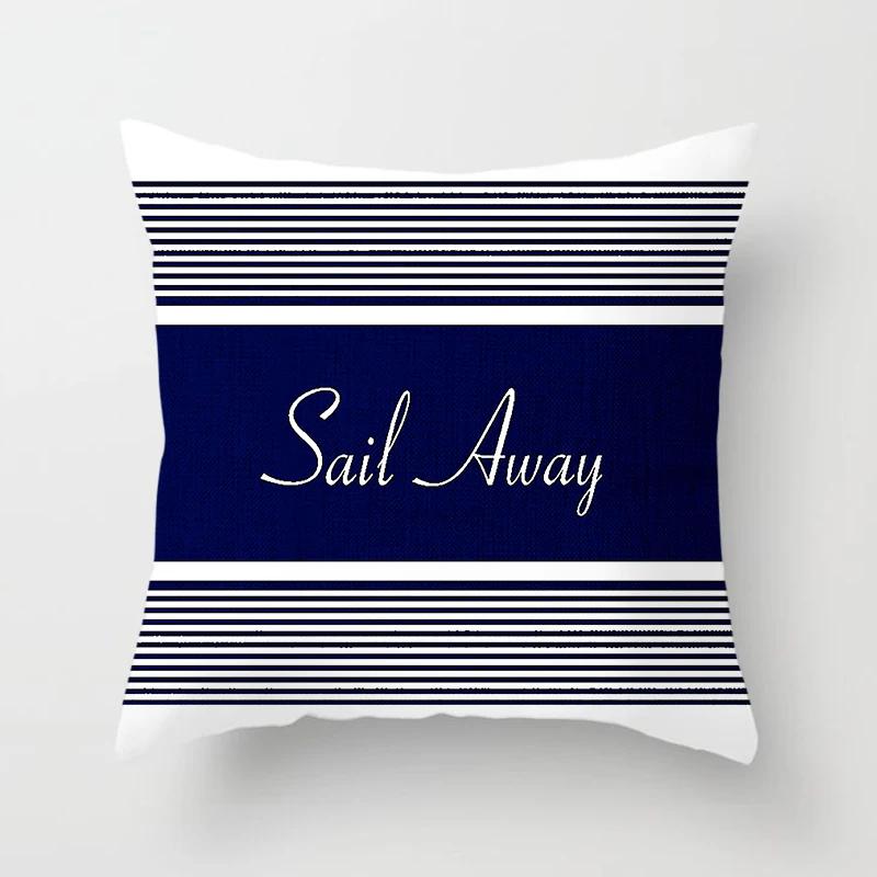 Home Decor Compass Anchor Pillow Cover Blue Mediterranean Cushion Gift Sofa Office Accessory Ornament Short Plush Material