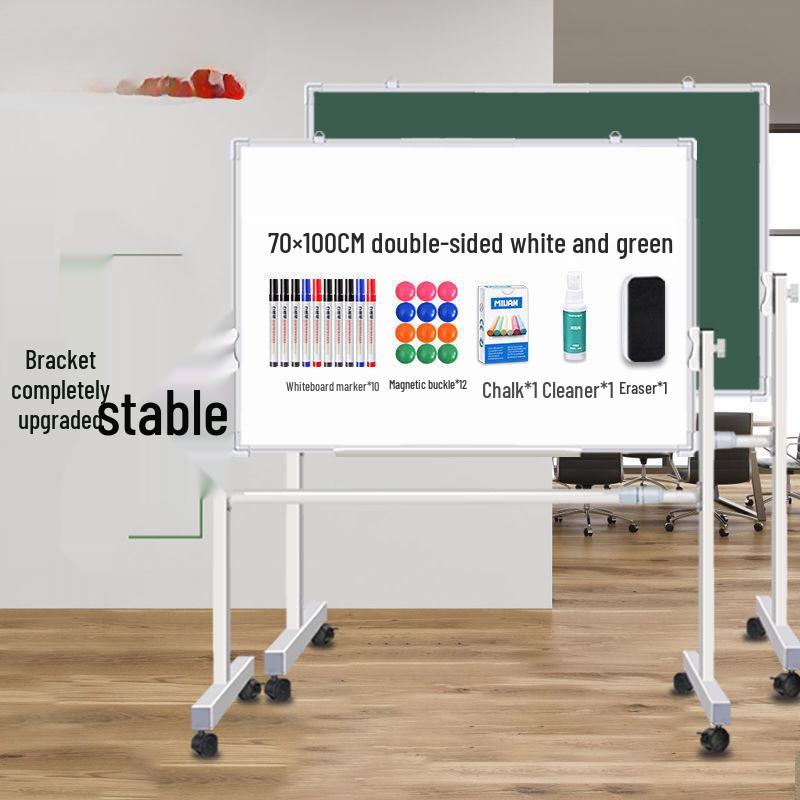 Double-Sided Movable Whiteboard & Blackout Board Easel Stand for Home & Office Teaching