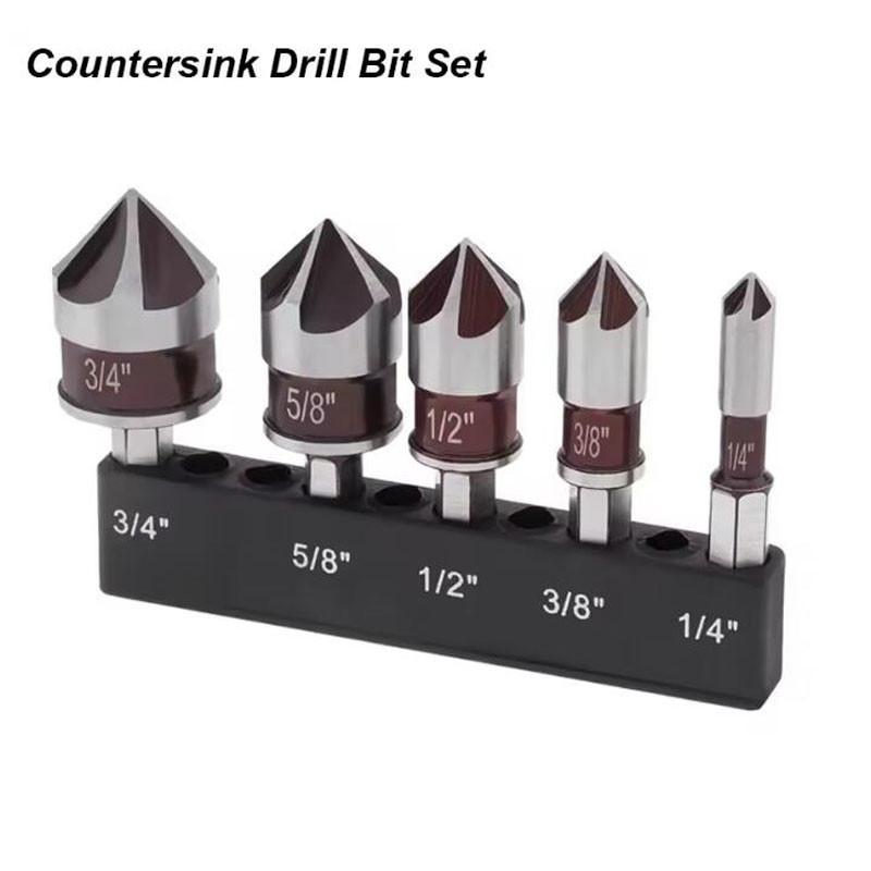 

Набор зенковочных сверл 82 градуса Зенковка HSS Фаска 5 канавок Для деревообработки Быстросменные Потайные Имперские Инструменты с шестигранным хвостовиком A