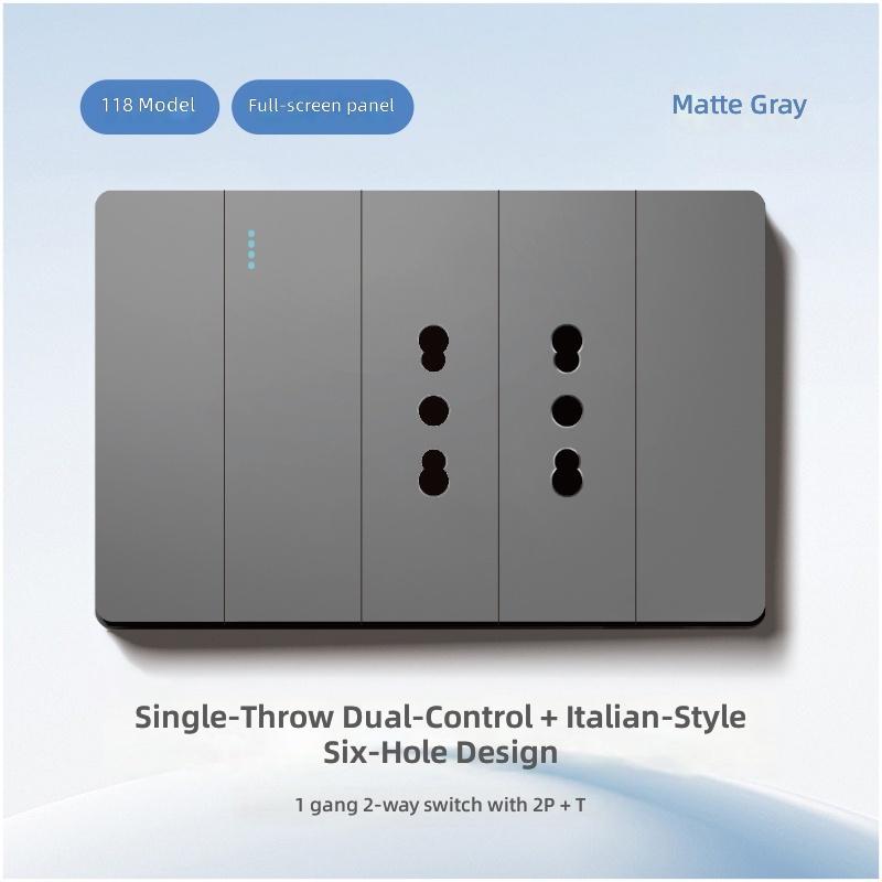 118-Typ Graue Italienische Wandsteckdose Italienischer Stil Italienischer Standard Wand 16A Steckdose Schalterpanel