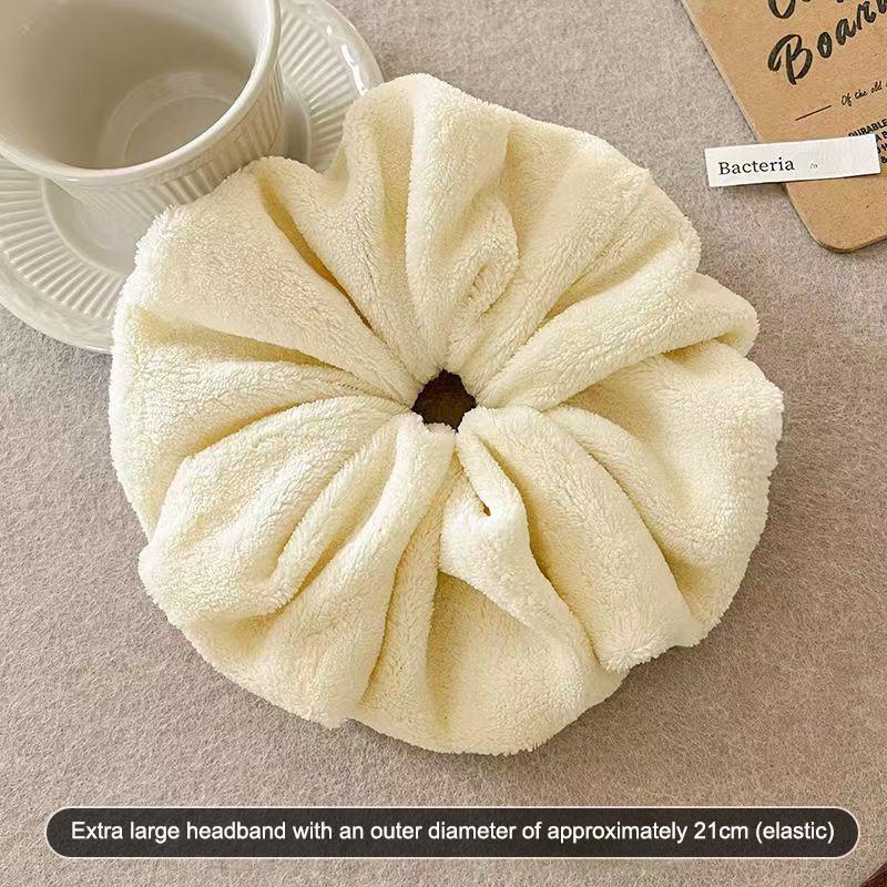 Vintage Solid Color Large Hair Scrunchies For Women Girls  High Absorbency Plush Elastic Hair Rope Sweet Hair Accessories
