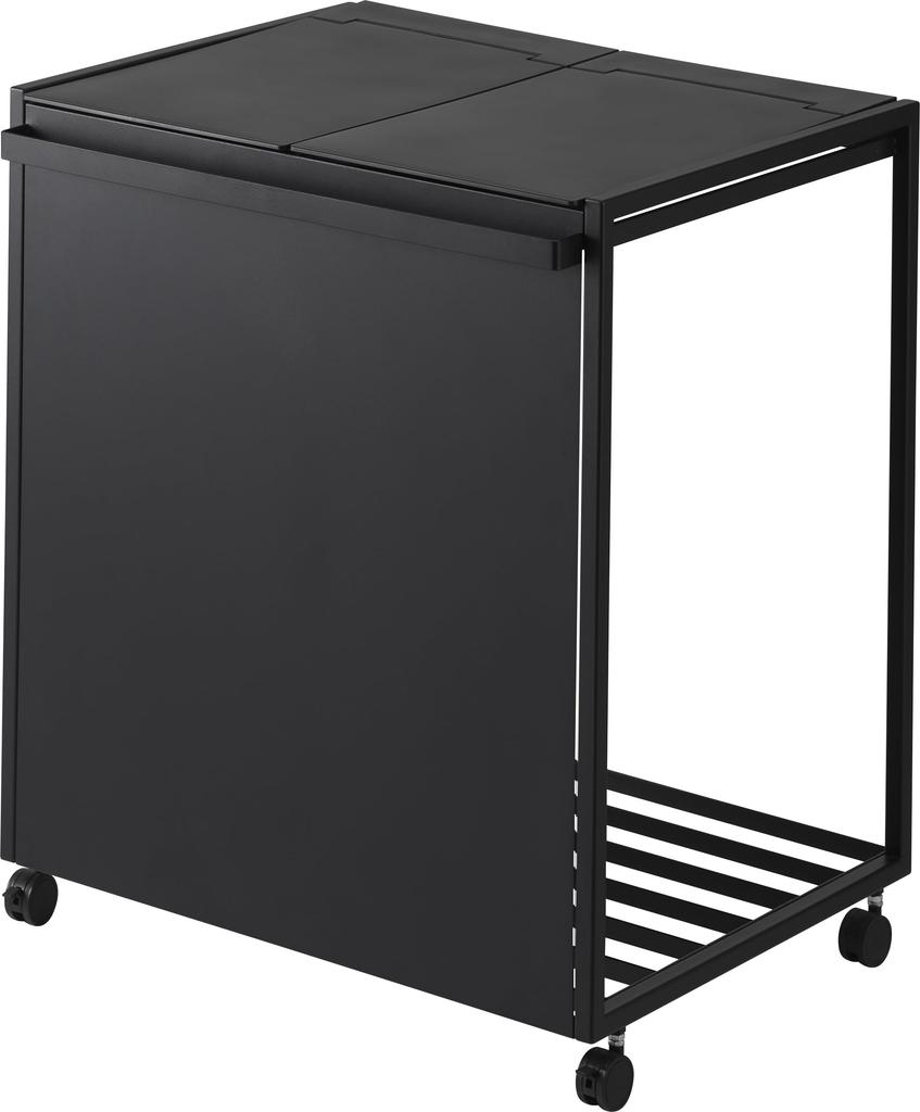 Yamazaki Jitsugyo 1821 Blindfold Separation Dust Wagon with Lid 45L 2 Separations Black W52 X D44 X H60cm Tower Trash Can with Handle and Casters