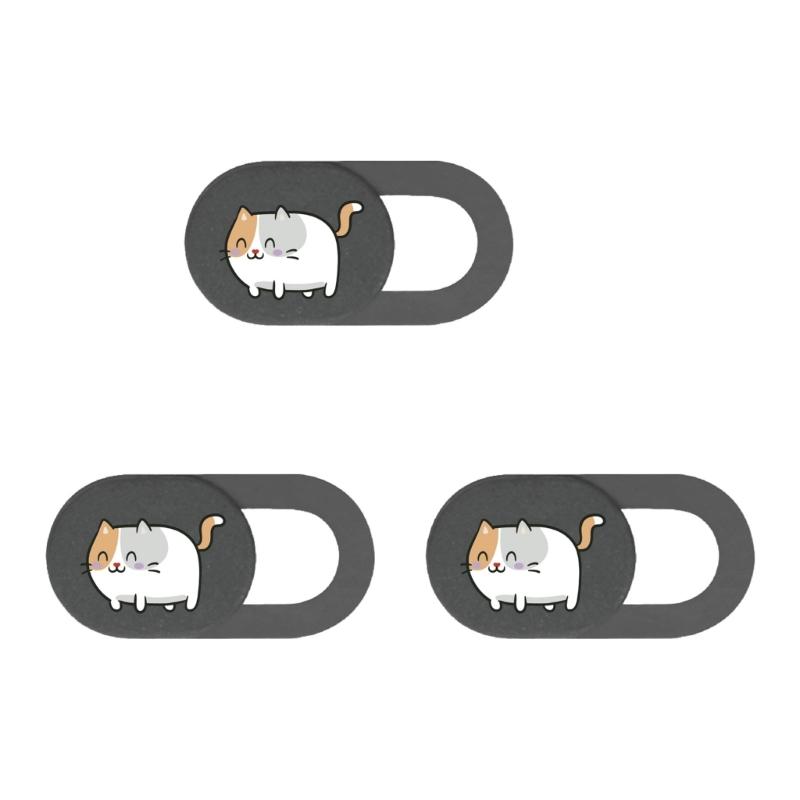 3pcs Cartoon Kitten Camera Cover Webcam Cover Slide Universal Web Camera Phone Camera Cover Protect Your Security