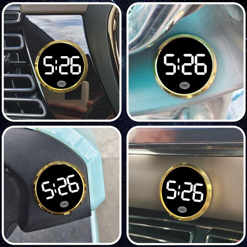 1pc Auto Interior Accessories Universal Car Dashboard Digital LED Clocks Touch Screen Stick-On Mini Ornament Decoration Watch