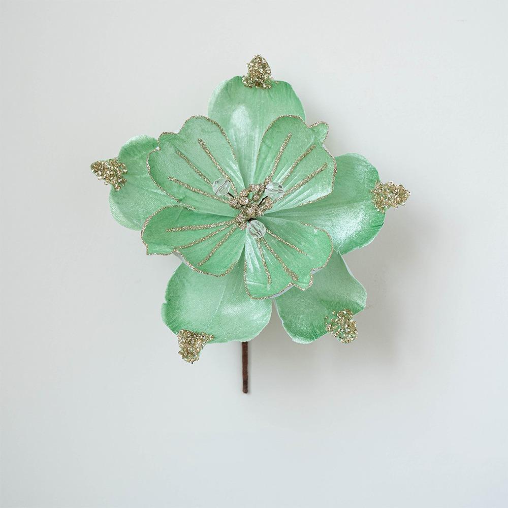 

22cm Artificial Christmas Flower Shiny Xmas Tree Ornaments Christmas Poinsettia Home Decor зелёный