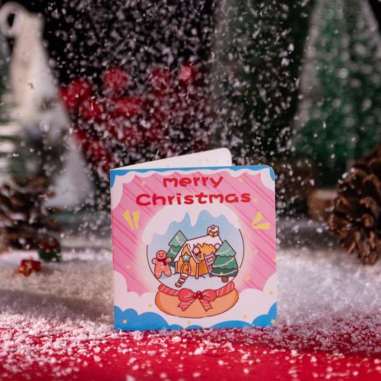 Christmas Party Favors 10Pcs Merry Greeting Cards Set, Folding Cartoon Blank Note Cards, Festive Blessing for Holiday Gift Paperboard