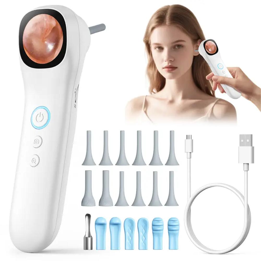 

1080P HD Ear Camera 5-in-1 Smart Detector with Screen Ear Scoop Set 6 Replacement Ear Scoops 12 Replacement Check Heads Ear Tool