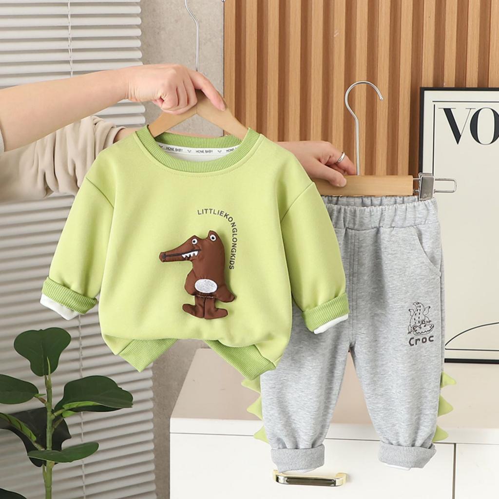 Kids Casual Long-Sleeve Set, Comfortable Daily Wear Outfits