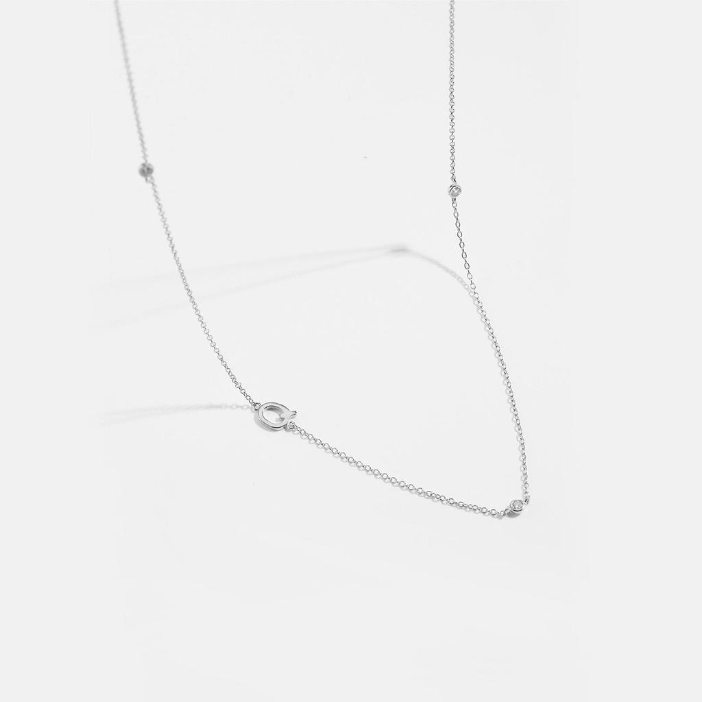 S925 Sterling Silver Initial Necklace for Women - Elegant Polished Clavicle Chain, Fashionable Jewelry, In Stock