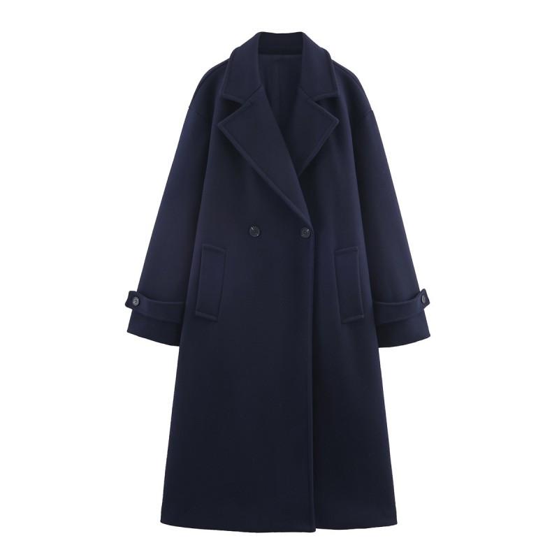 Womens Wool Blend Longline Trench Coat