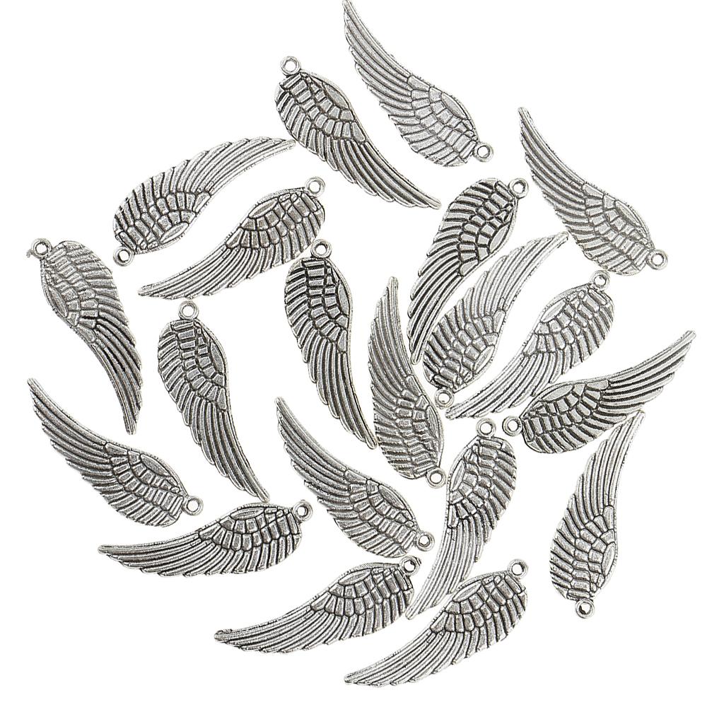 20 Pieces Tibetan angel Wing Charm Pendant Jewelry Making Accessories