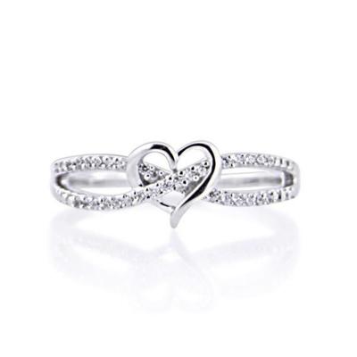 Vrouwen Infinity Heart Cross Ring, Promise Ring, Forever Zircon Ring, Hartjesring, Zilveren Hart, Sierlijke Ring, Stapelring