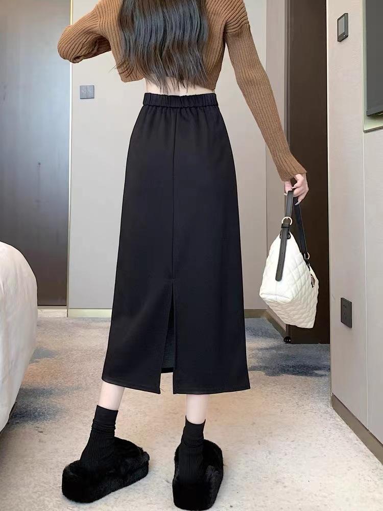Women's Black A-line High Waist Skirt - Spring/Autumn 2026 Chic Petite Design