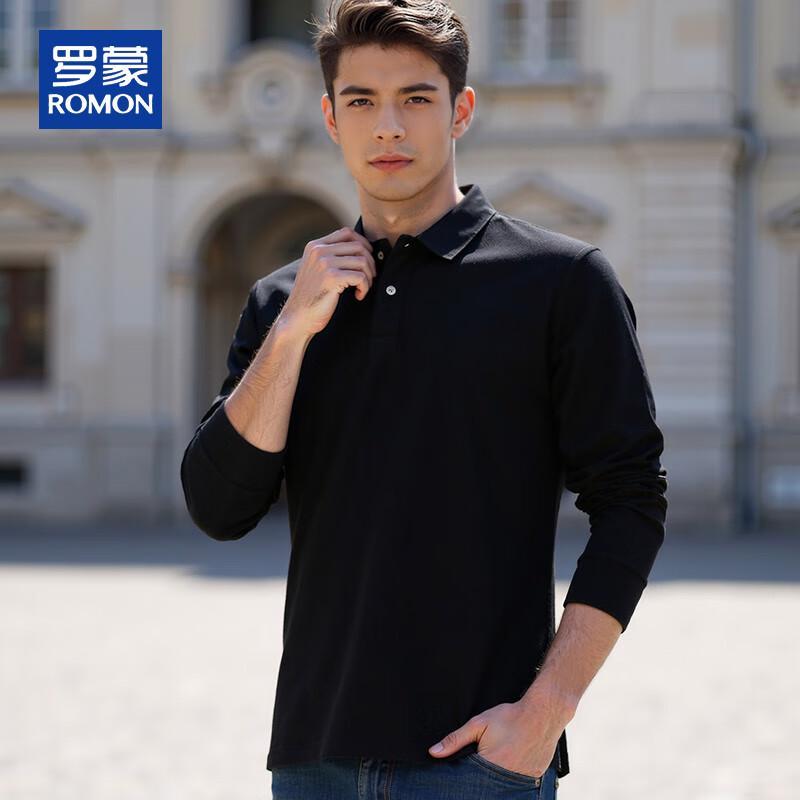 ROMON Men s Long Sleeve Piqué Polo Shirt L