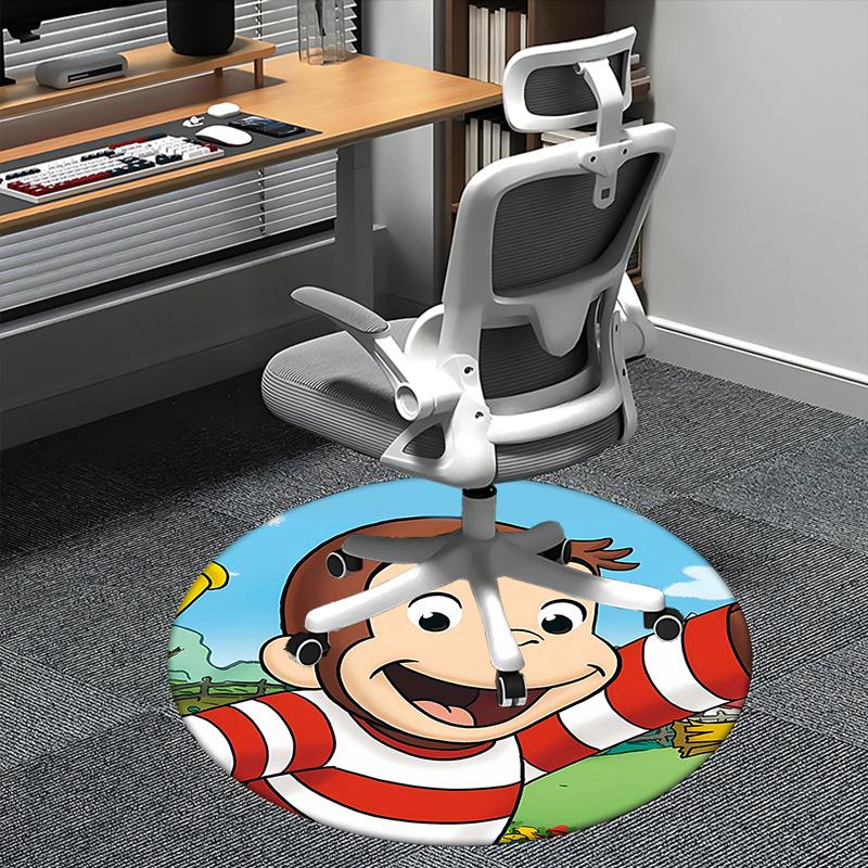 

Curious George,Monkey Adventure Chair mat Round Rug Office carpet, Non slip, Suitable for Living Rooms, Bedrooms decor.1205167a 80cm by 80cm