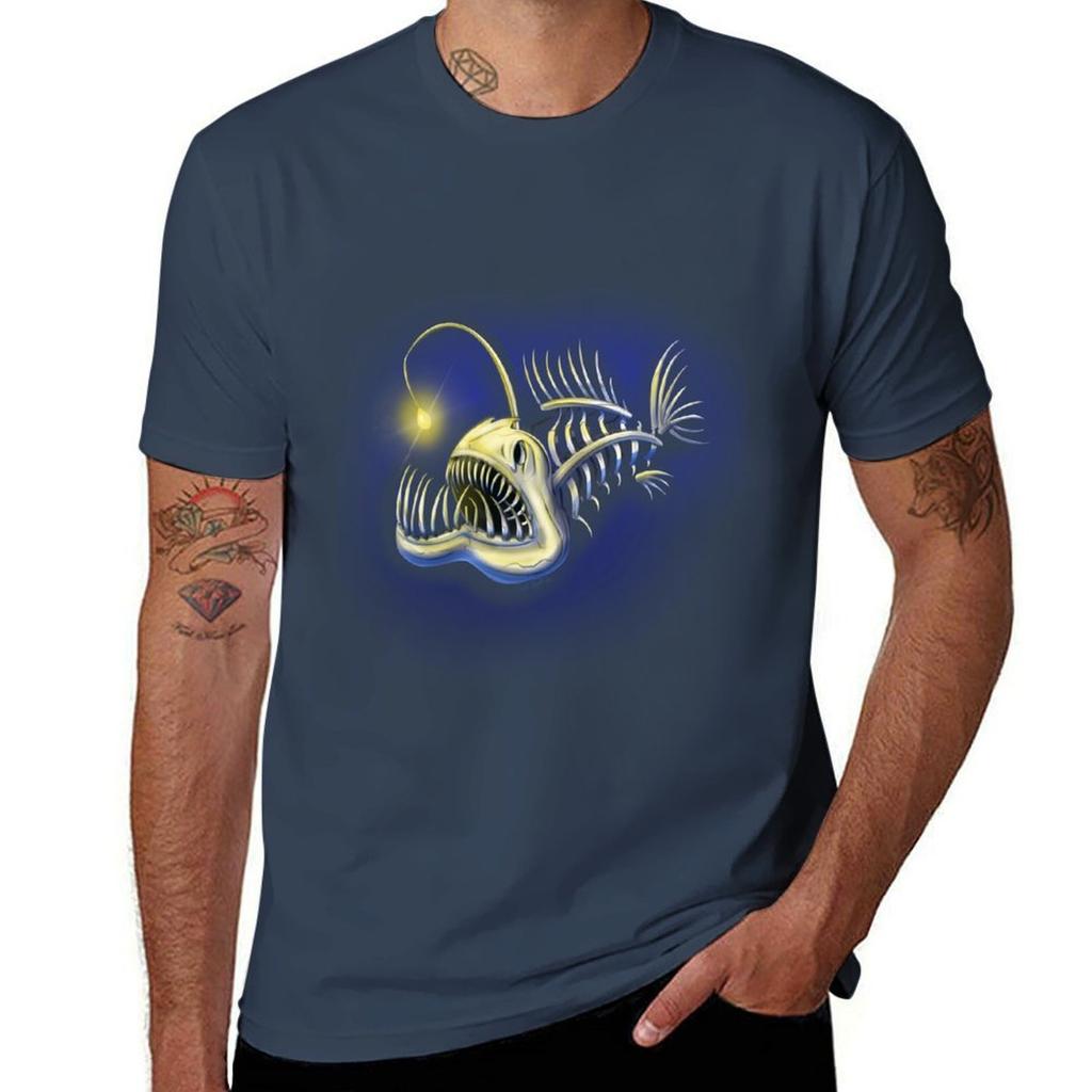 Angler Fish Lantern Fish Skeleton Tshirt Casual Loose Fit Summer Tee Shirt Tshirt