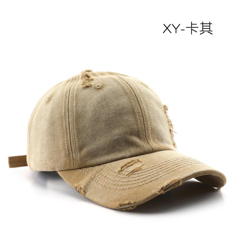 Japanese retro women's autumn and winter washed holes solid color light board baseball cap outdoor men's travel sun protection shade cap