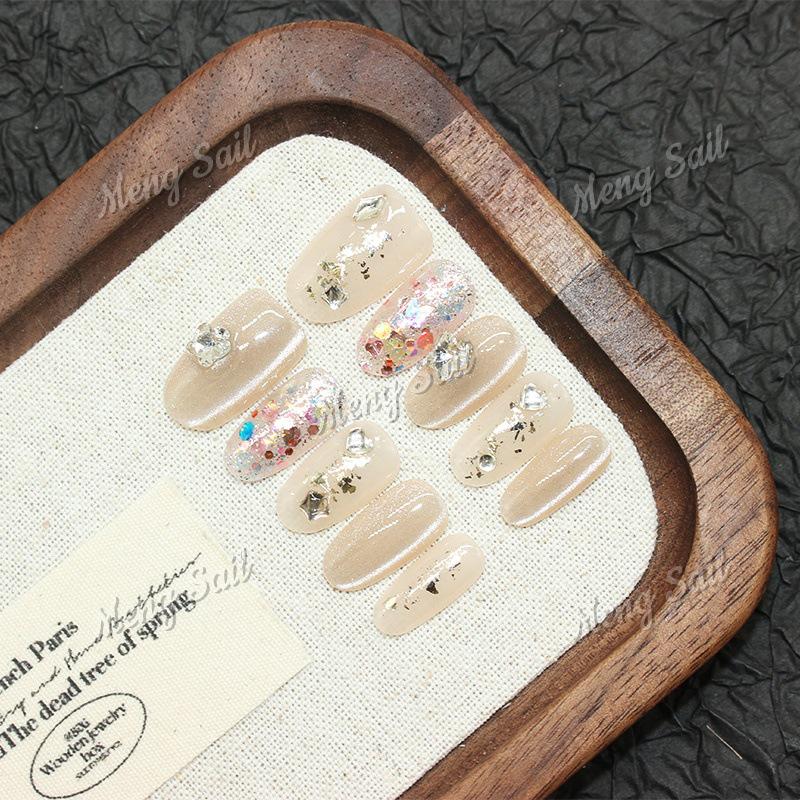 Pure Handmade Luxury French Cat Eye Nail Art Stickers for Young Ladies Extra Small