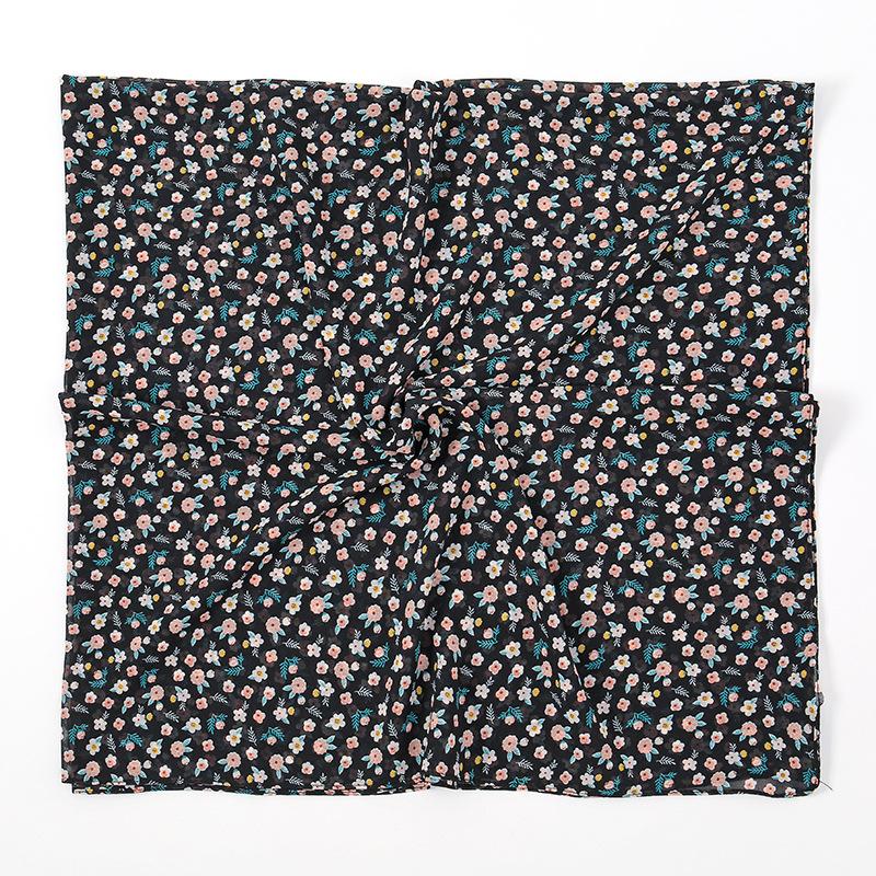 115Cm Square Scarf Chiffon Hijab Floral Printing Sun Protection Shawl Print Muslim Fashion Muslim Woman Turban Hijabs Bandana