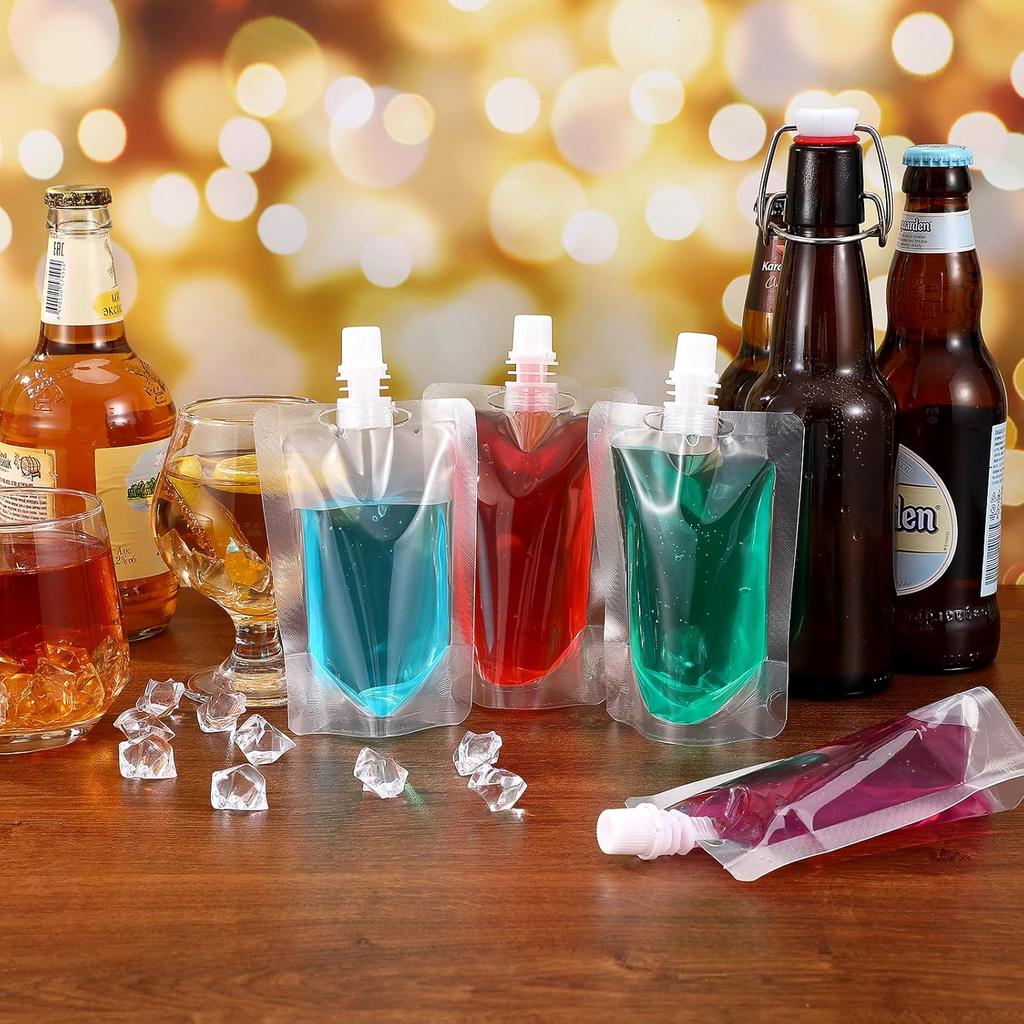 Yardwe Drink Pouches Plastic Flask: 3.5oz/100ml Juice Pouches for Adults, Reusable Drink Bags for Outdoor Travel, 50PCS