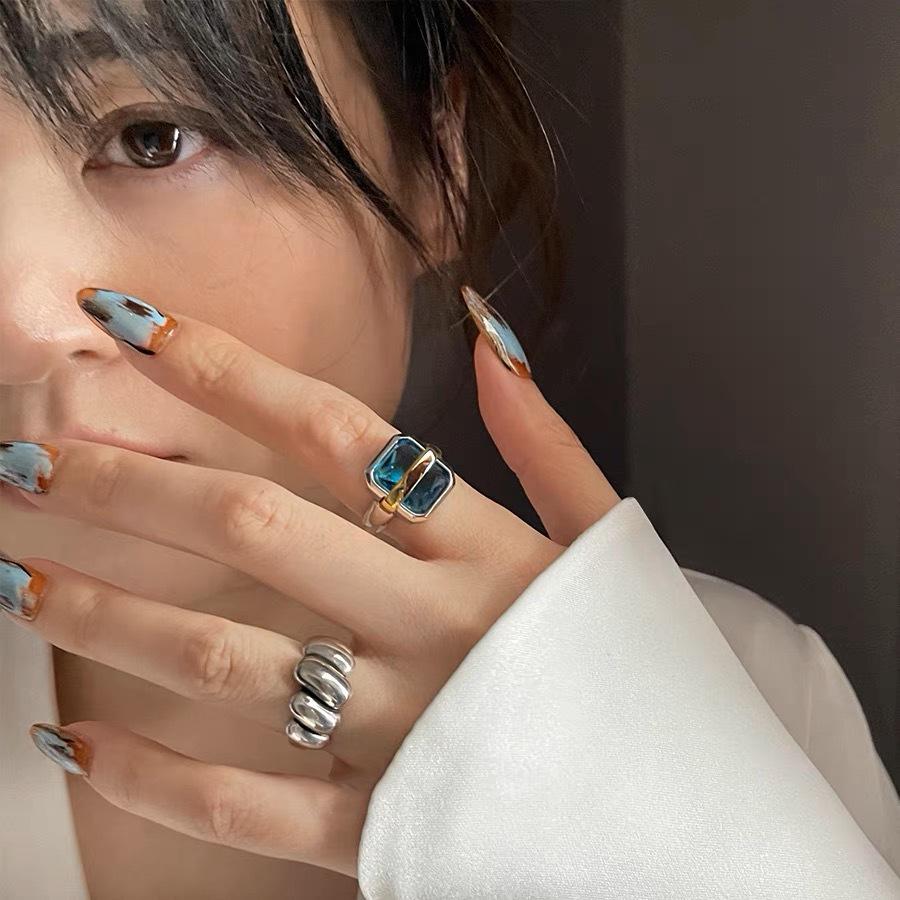 Chao Xiaobai 925 Sterling Silver Vintage Knit Adjustable Ring for Women - Cold Style Niche Design
