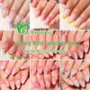 24pcs 3D Floral Rhinestone Gradient Almond Nails with French Tips & Little Bee Design