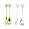 1PC Alloy Gold Shaped Leaves Silver Copper Coffee Forks Fork Kitchen Cutlery Dining Room Snack Bar Sweet Dinner Set 12cm