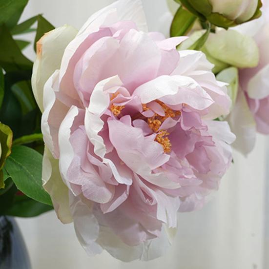 Künstliche Blumen 2-Köpfige Seidenpfingstrosenzweige Verstellbare Plastikstiele Realistische Adern Sanfter Farbverlauf Langlebig Haus Hotel Hochzeitsdekoration