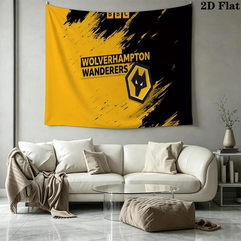 Wolverhampton Wanderers Wandteppich Ästhetisches Wandbehang Gedruckter Stoffdecke Dekorative Wandteppiche für Schlafzimmer Wohnzimmer Heimdekoration