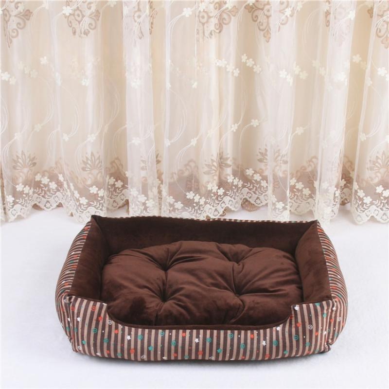 

2025 Winter Warm Square Dogs Bed Stripe Pattern Removable Soft Pet Mat for Small Medium Large Dogs Detachable Washable Puppy Bed 50x38x12cm кофейный