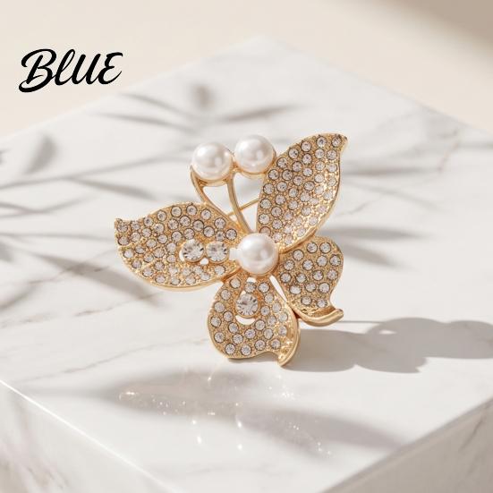 Rhinestone Brooch Pin Women Butterfly Pin, Shape Lapel with Dress Faux Pearls Rhinestones, Jewelry Accessory for Dresses Coats Jackets Decorative