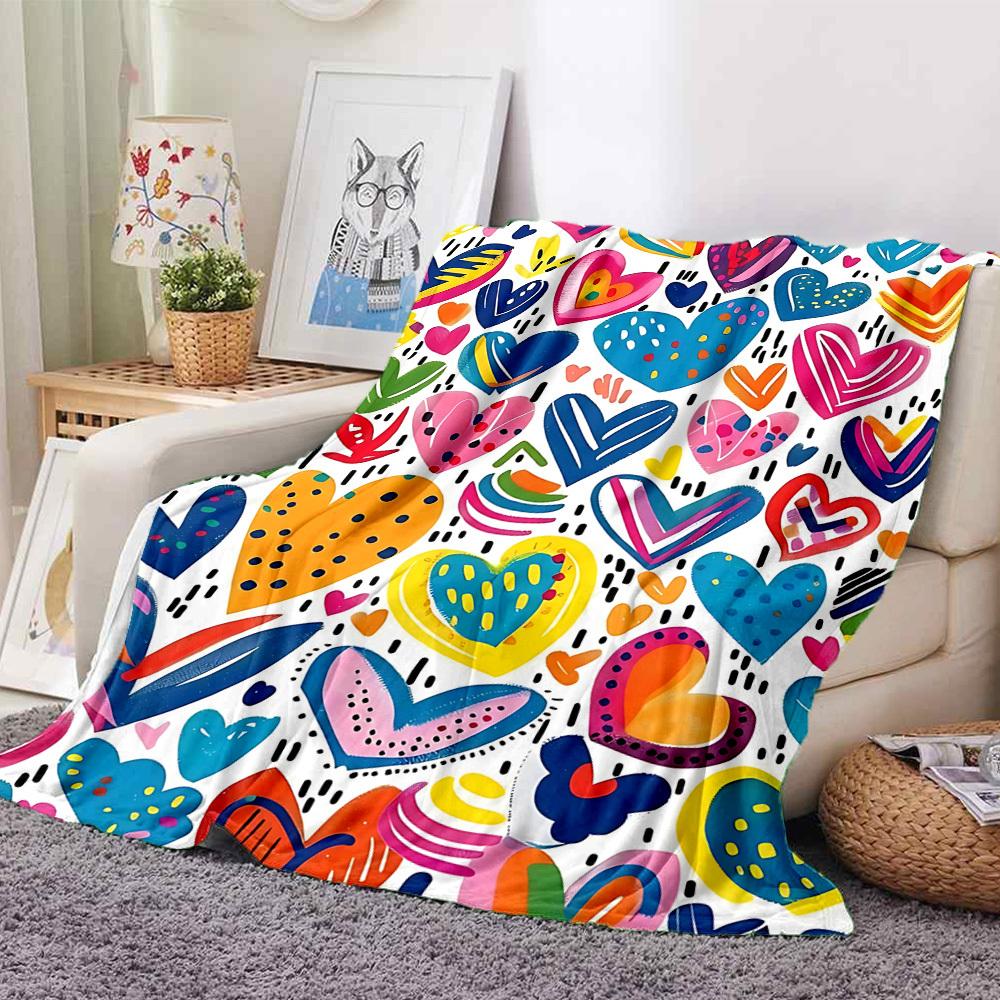 1pc Colorful Hearts Blanket Warm, Cozy, And Soft, Suitable for Sofas, Beds, Cars, And Office Use.Perfect for Camping And Travel, Making It a Great Gif