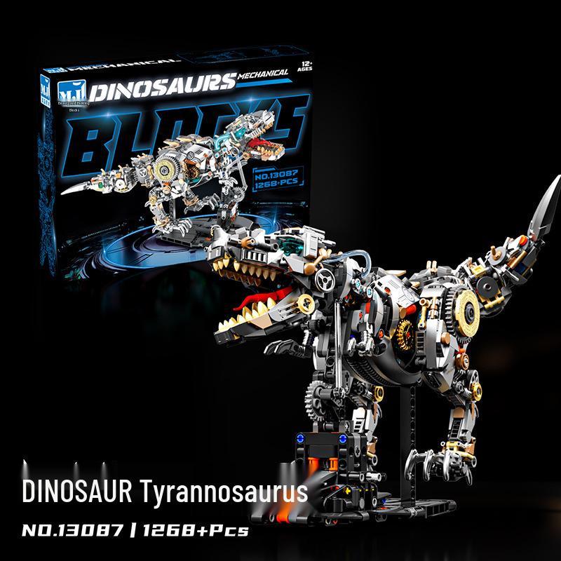 US & Japan Semi-Mechanical Shark and Movable Model Parrot Building Blocks with Lights - Punk Assembly Toy