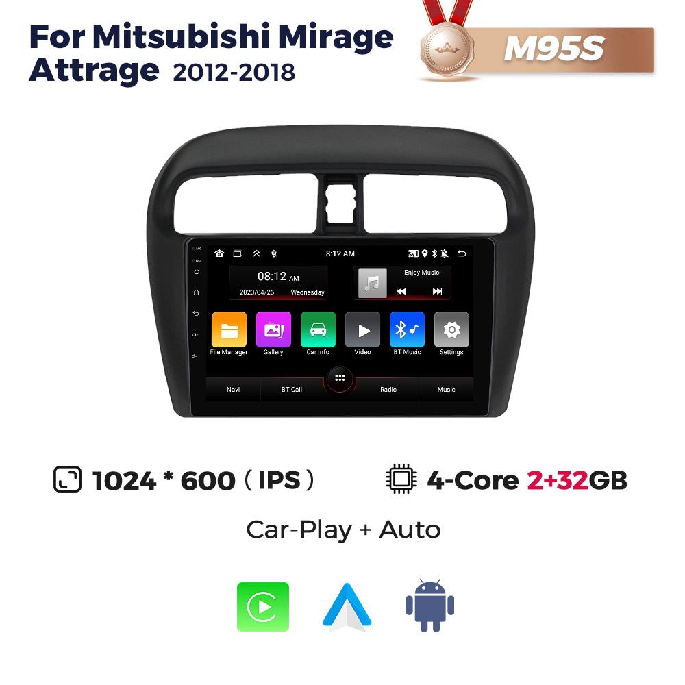 9'' Android Car Radio Stereo For Mitsubishi Mirage Attrage 2012-2018 2019 Space Star 2014 Multimedia Video Player 2Din Head Unit