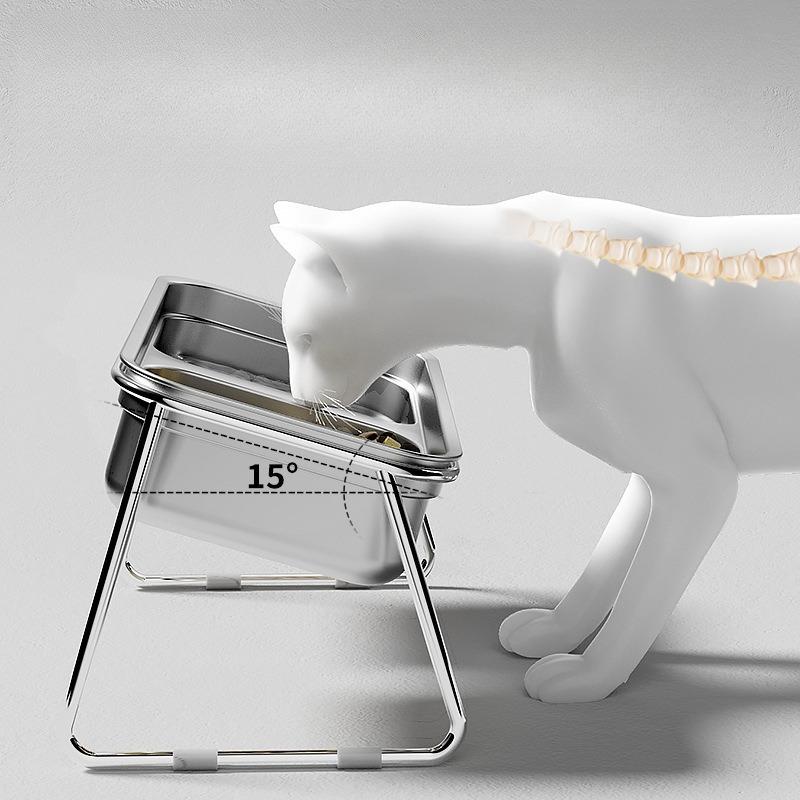 1pcs Stainless Steel Anti-Tip Pet Bowl for Dogs & Cats - Durable Food & Water Dish with Leak-Proof Feeding Bowl for Cats & Dogs