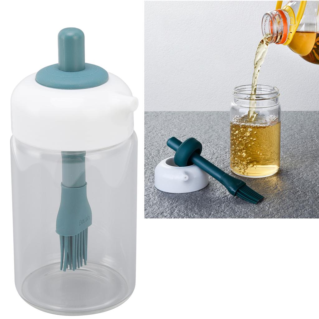 Press Control 2 in 1 Oil Bottle Dispenser Kitchen Glass Oil Bottle with Silicone Brush