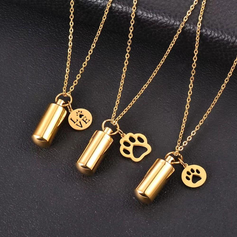 Cylinder Pet Ashes Pendant Stainless Steel Memorial Ashes Pendant Cremation Jewelry