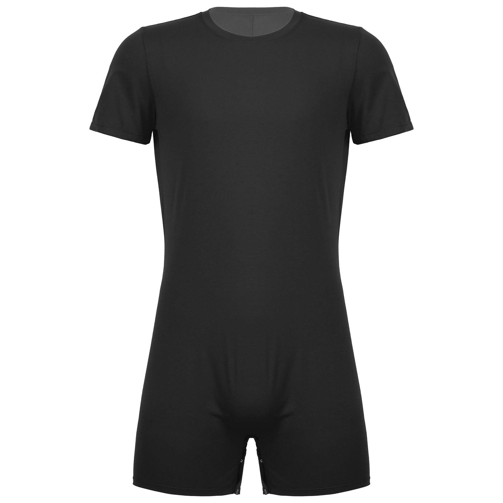 

Мужской летний комбинезон с коротким рукавом из легкой ткани для повседневных занятий спортом или пробежек M чёрный