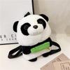 Embroidered Panda Furry Hugging Bamboo Diagonal Cross Backpack For Daily Use