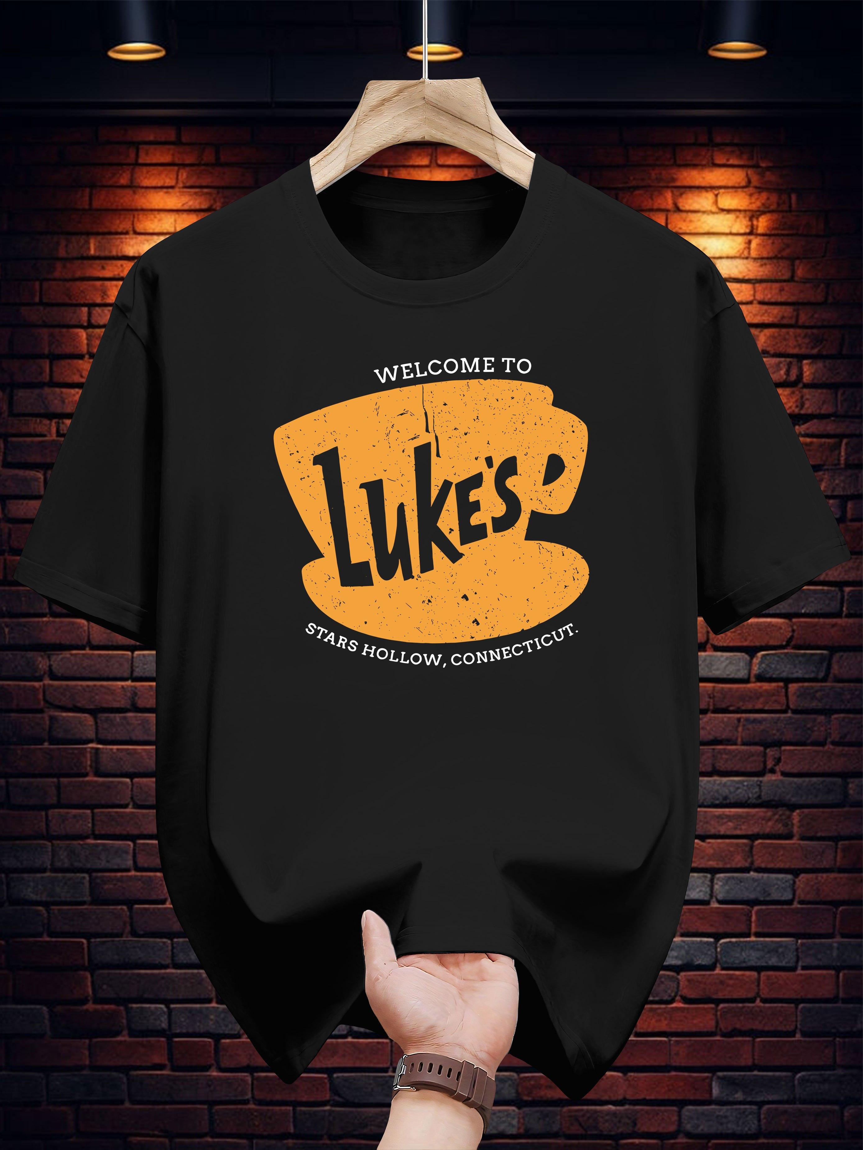 

T-shirt - Navy Blue Casual Summer Tee with Bold Yellow Welcome to Luke s Graphic Print M