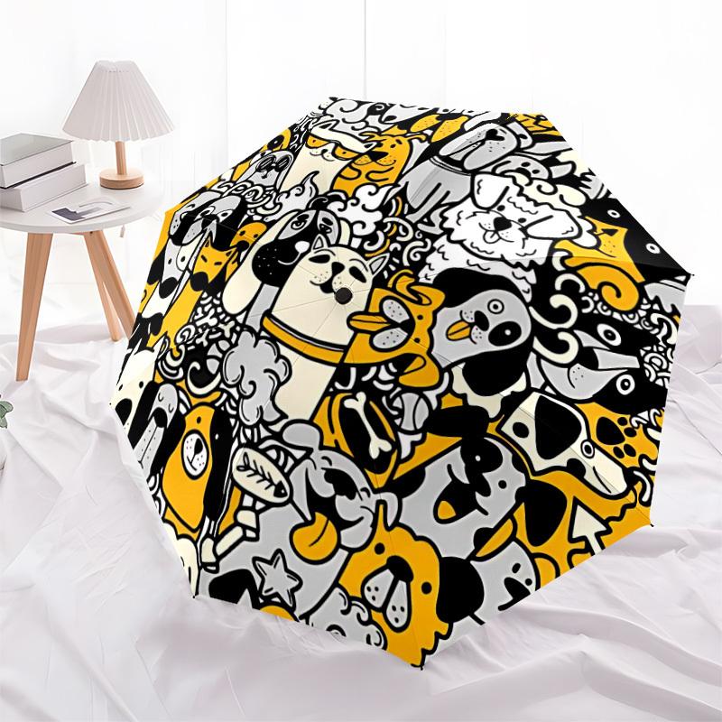1pc Doodle Dogs Automatic Open/Close Umbrella Compact Folding Umbrella, All-Season Portable Umbrella for Women/Men123