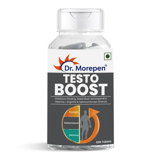 DR. MOREPEN Testo Boost For Men Enriched With Gokshura, Shilajit, Safed Musli, Ashwagandha, L-Arginine, & Ophiocodyceps Sinensis - 60 Veg Tablets